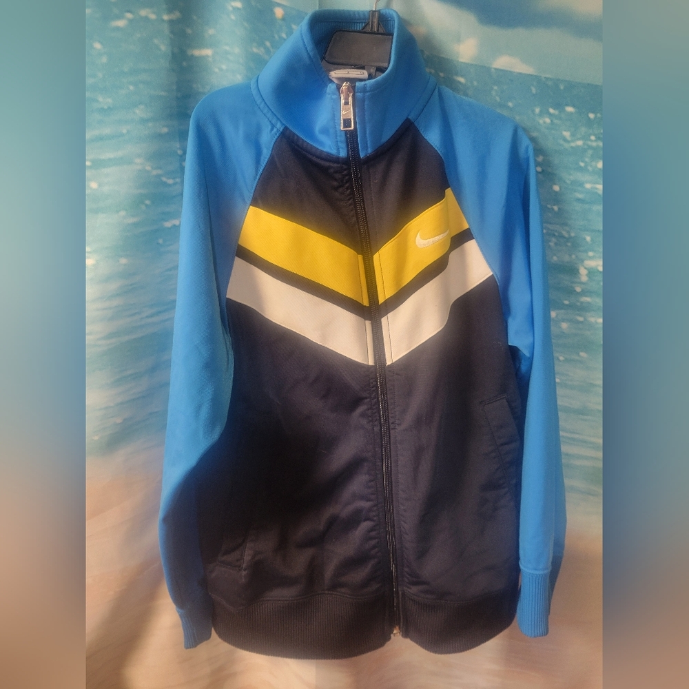 Nike Blue and Yellow Track Jacket Youth Size Small‎
